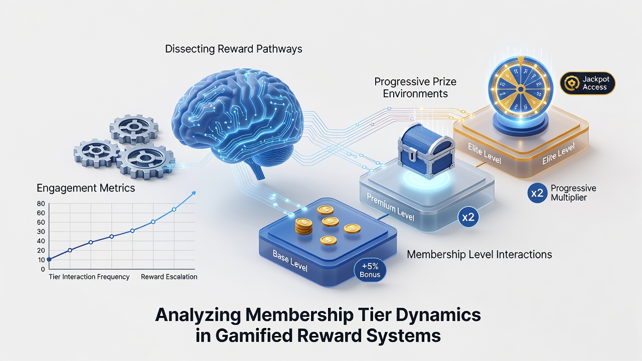Infographic illustrating reward flow between membership tiers and progressive jackpot systems