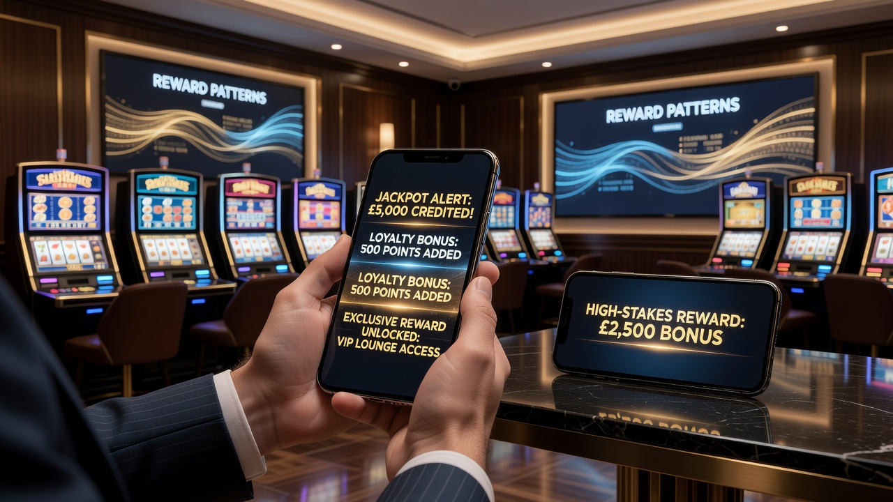 Analytics dashboard showing reward notification patterns from British casino apps